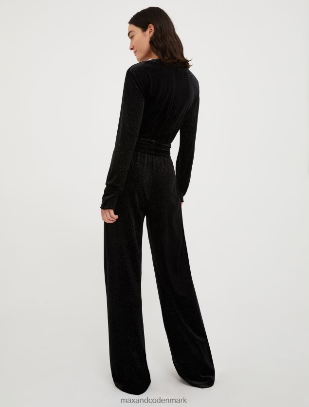 Kvinder glitter fløjl jumpsuit MAX&Co. sort B2Z2T6156 beklædning