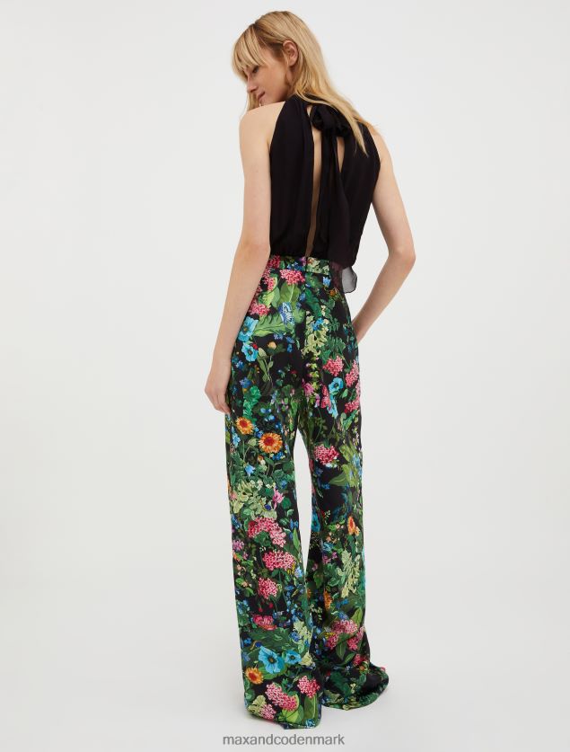 Kvinder satin og georgette jumpsuit MAX&Co. sort mønster B2Z2T6150 beklædning