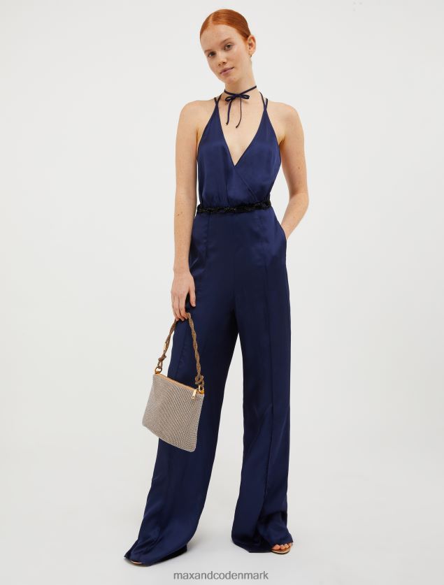 Kvinder satin palazzo jumpsuit MAX&Co. midnatsblå B2Z2T6145 beklædning