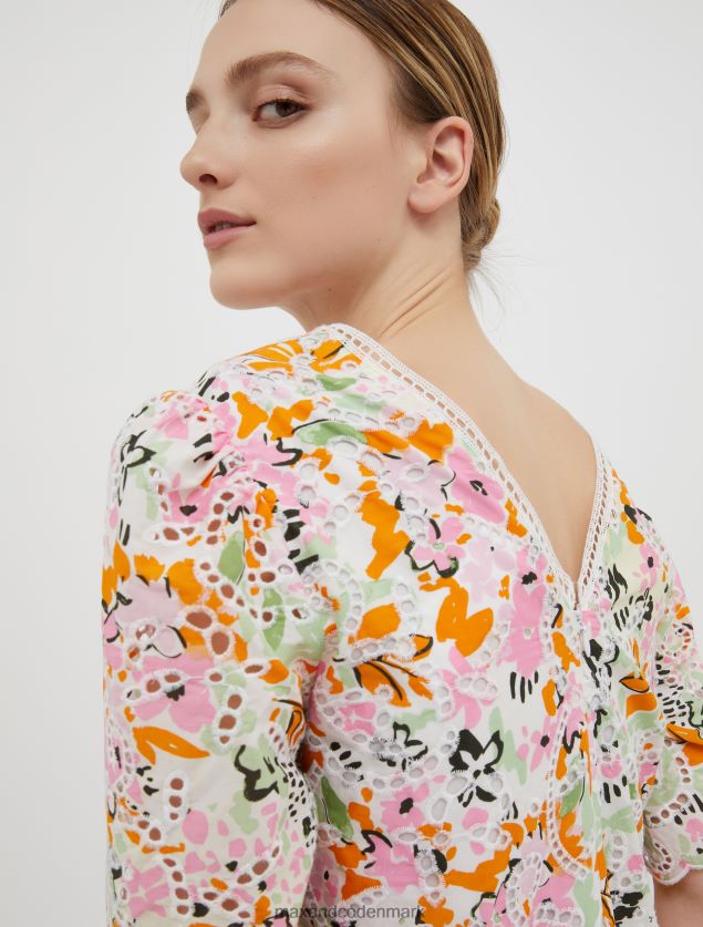 Kvinder Broderie-anglaise kjole i bomuld MAX&Co. citrongult mønster B2Z2T6100 beklædning