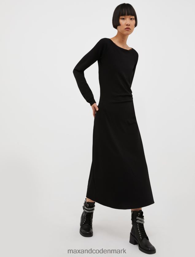 Kvinder asymmetrisk midikjole i jersey MAX&Co. sort B2Z2T6108 beklædning