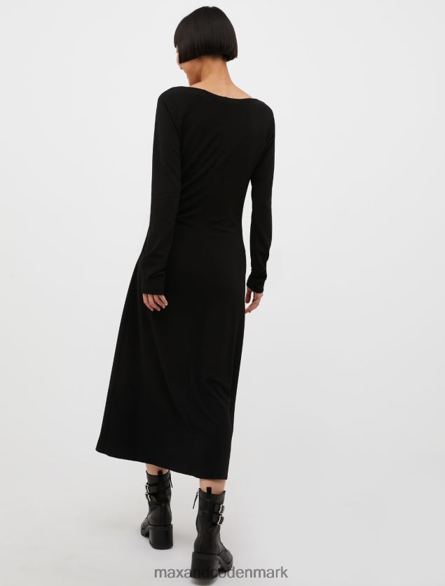 Kvinder asymmetrisk midikjole i jersey MAX&Co. sort B2Z2T6108 beklædning