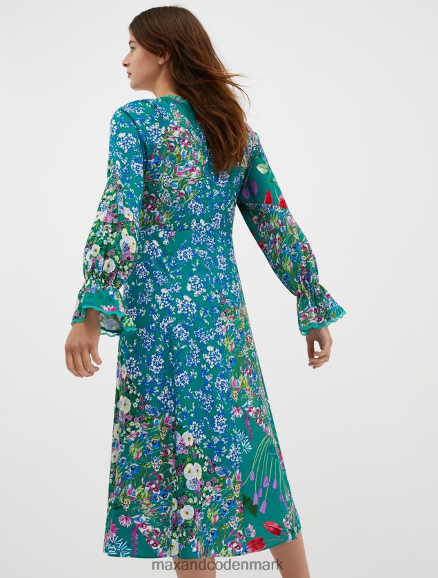 Kvinder blomstret midikjole i twill MAX&Co. fantasia verde smeraldo B2Z2T642 beklædning
