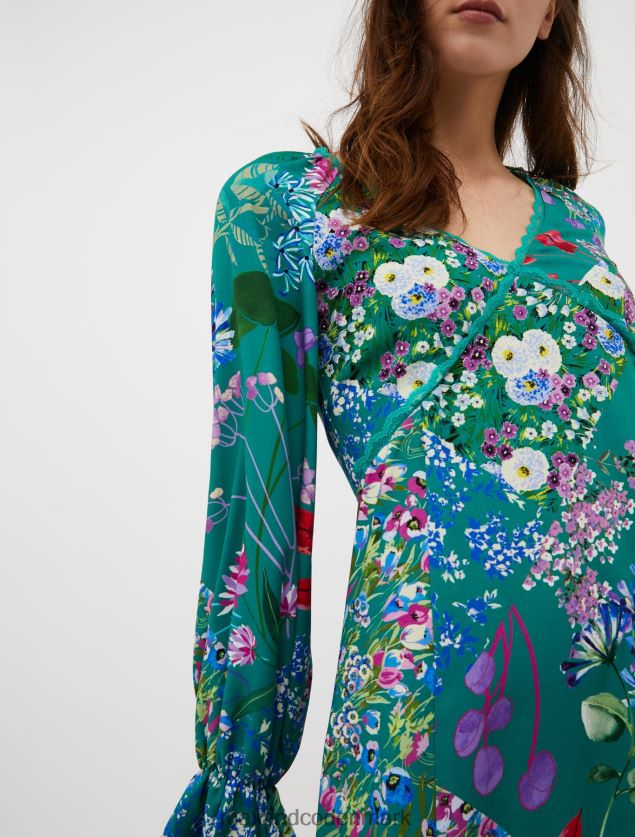 Kvinder blomstret midikjole i twill MAX&Co. fantasia verde smeraldo B2Z2T642 beklædning