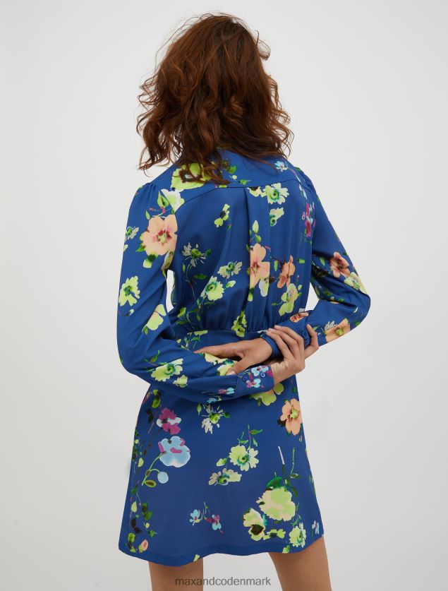 Kvinder blomstret sable slå-om kjole MAX&Co. kina blåt mønster B2Z2T643 beklædning