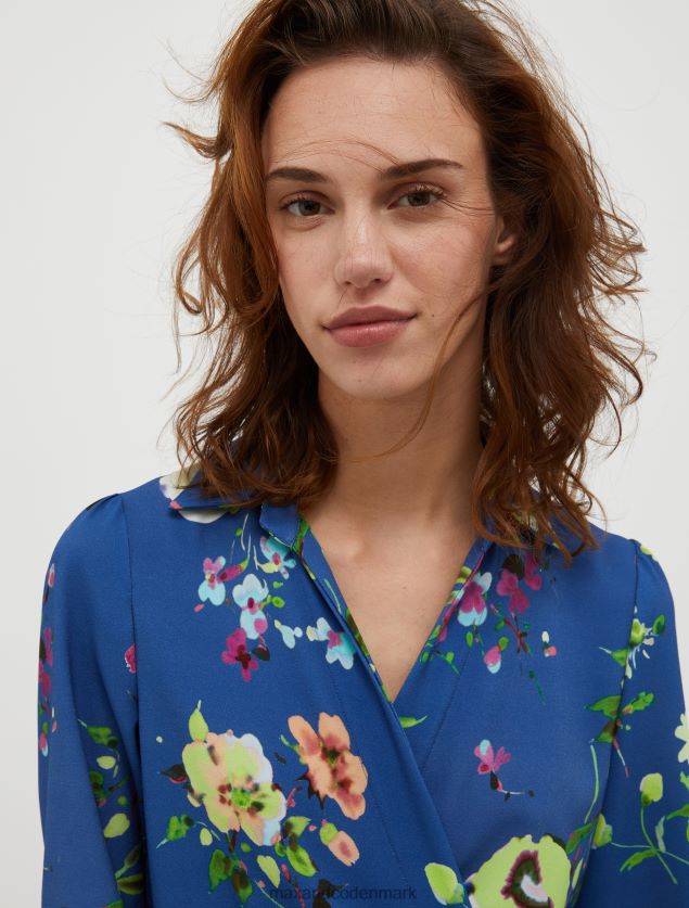 Kvinder blomstret sable slå-om kjole MAX&Co. kina blåt mønster B2Z2T643 beklædning