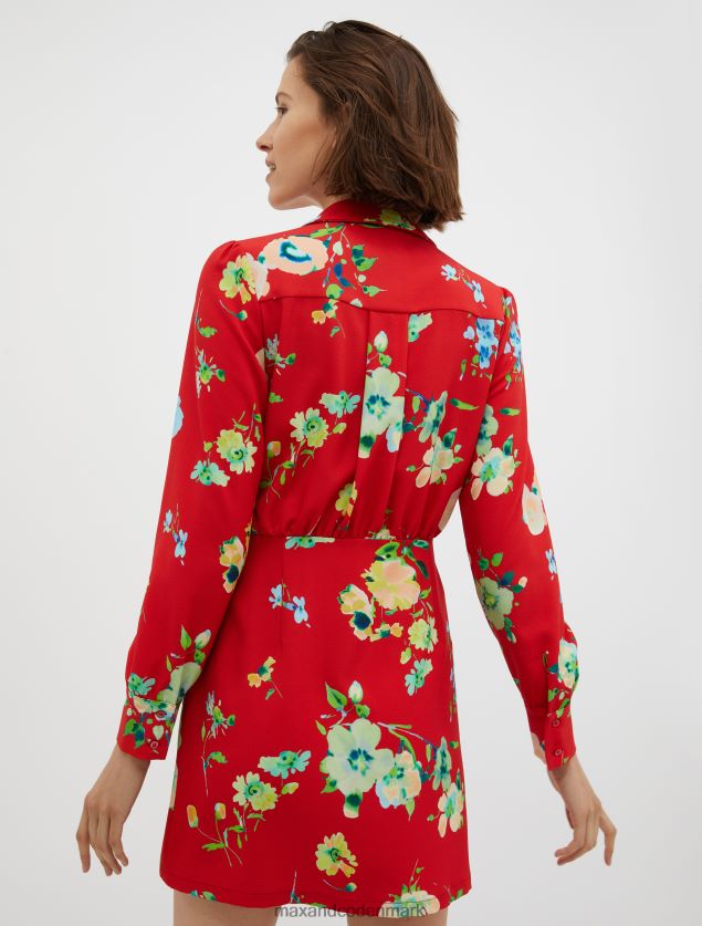 Kvinder blomstret sable slå-om kjole MAX&Co. rødt mønster B2Z2T644 beklædning