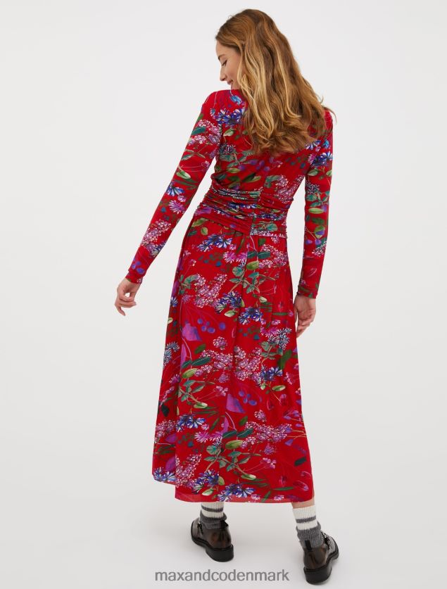 Kvinder blomstret tyl kjole MAX&Co. bordeaux B2Z2T687 beklædning