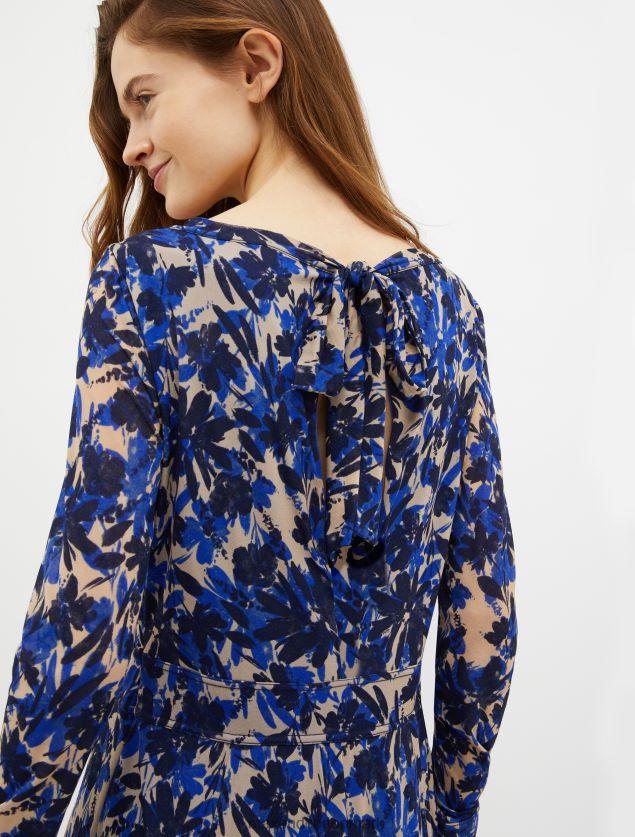 Kvinder blusset kjole i tyl-jersey MAX&Co. Marine blå B2Z2T653 beklædning