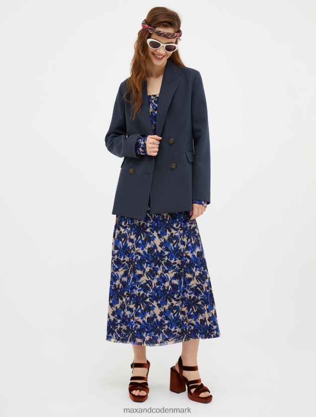 Kvinder blusset kjole i tyl-jersey MAX&Co. Marine blå B2Z2T653 beklædning