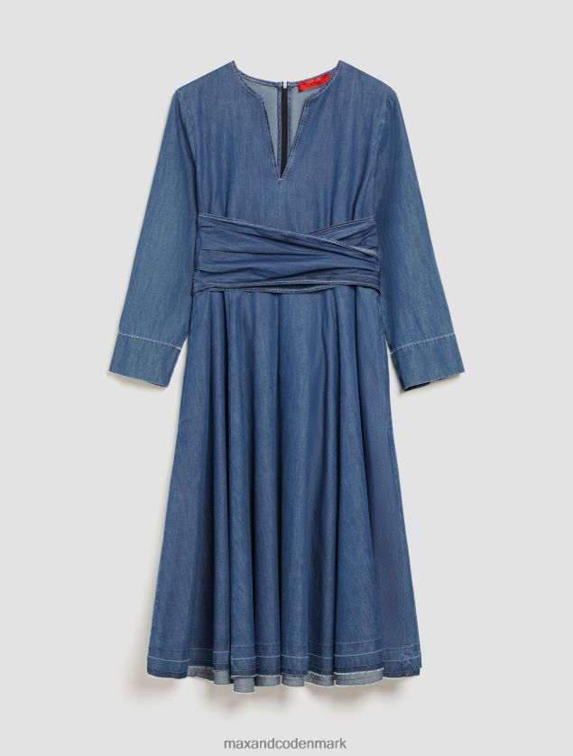Kvinder bomuld chambray corolla kjole MAX&Co. midnatsblå B2Z2T689 beklædning