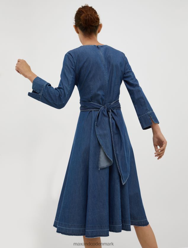 Kvinder bomuld chambray corolla kjole MAX&Co. midnatsblå B2Z2T689 beklædning