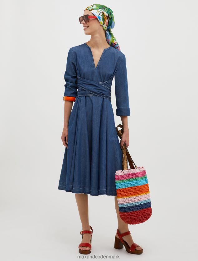 Kvinder bomuld chambray corolla kjole MAX&Co. midnatsblå B2Z2T689 beklædning
