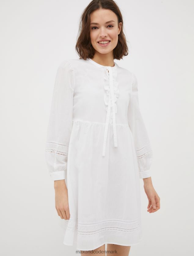 Kvinder bomuldskjole med blondedetaljer MAX&Co. hvid B2Z2T6104 beklædning