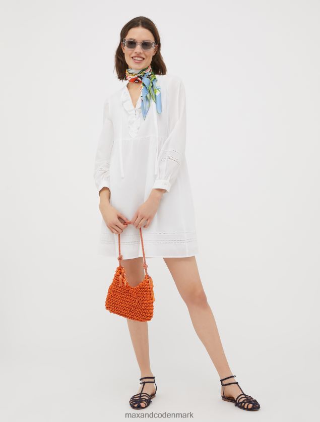 Kvinder bomuldskjole med blondedetaljer MAX&Co. hvid B2Z2T6104 beklædning