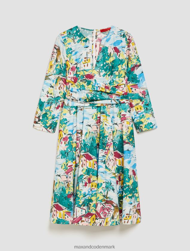 Kvinder bomuldspoplin corolla kjole MAX&Co. lyseblåt mønster B2Z2T657 beklædning