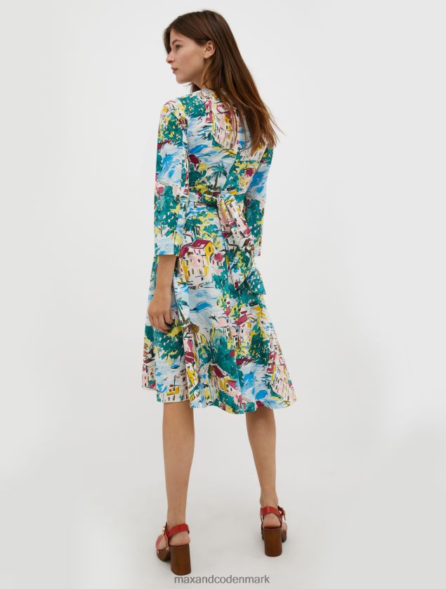 Kvinder bomuldspoplin corolla kjole MAX&Co. lyseblåt mønster B2Z2T657 beklædning