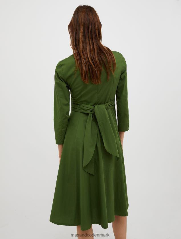 Kvinder bomuldspoplin corolla kjole MAX&Co. mosgrøn B2Z2T659 beklædning