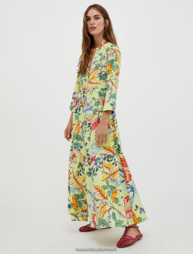 Kvinder bomuldspoplin skjortekjole MAX&Co. syregrønt mønster B2Z2T6142 beklædning