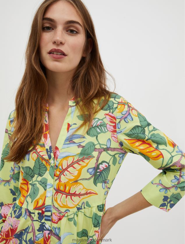 Kvinder bomuldspoplin skjortekjole MAX&Co. syregrønt mønster B2Z2T6142 beklædning