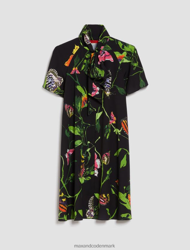 Kvinder crepe de chine tunika kjole MAX&Co. sort mønster B2Z2T617 beklædning