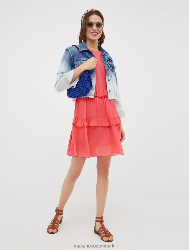 Kvinder georgette-kjole med flæser MAX&Co. rød B2Z2T651 beklædning