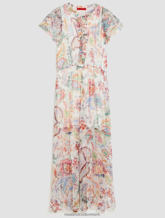Kvinder halt silke-chiffon maxikjole MAX&Co. beige mønster B2Z2T671 beklædning