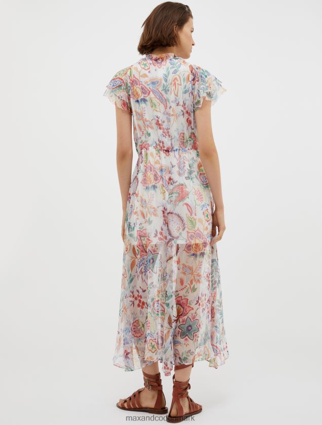 Kvinder halt silke-chiffon maxikjole MAX&Co. beige mønster B2Z2T671 beklædning