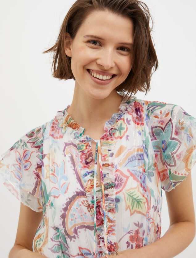 Kvinder halt silke-chiffon maxikjole MAX&Co. beige mønster B2Z2T671 beklædning