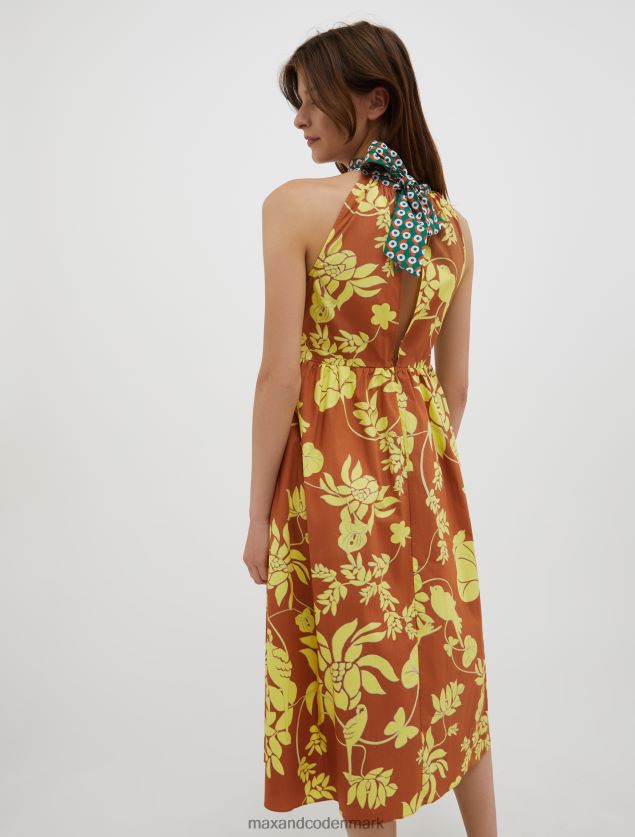 Kvinder halterneck midikjole i bomuld og poplin MAX&Co. hasselnødde mønster B2Z2T696 beklædning