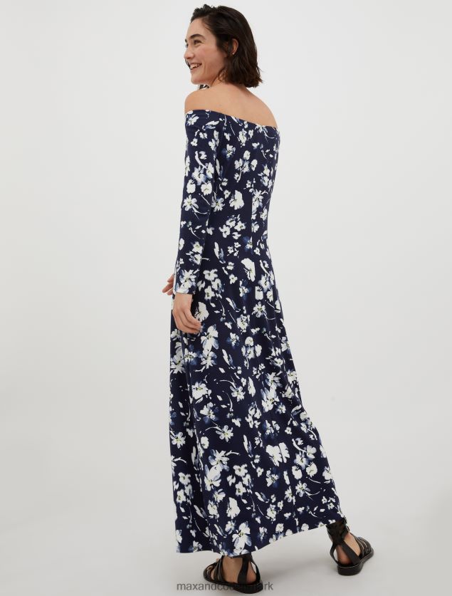Kvinder jersey maxi-kjole med blomsterprint MAX&Co. Marine blå B2Z2T6111 beklædning