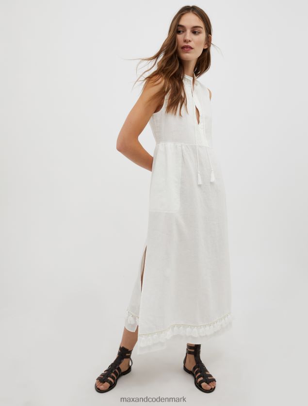 Kvinder kvast hørkjole MAX&Co. elfenben B2Z2T624 beklædning