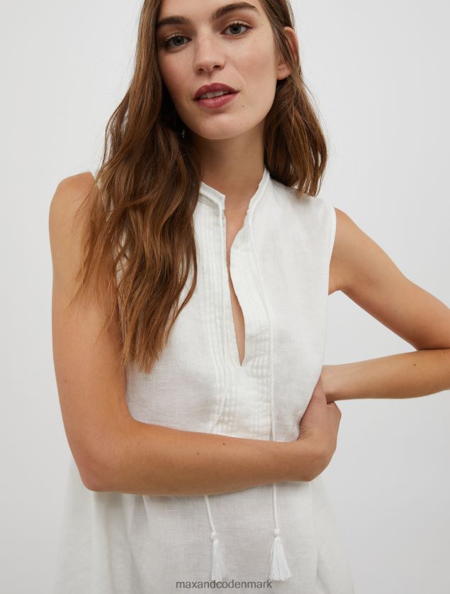 Kvinder kvast hørkjole MAX&Co. elfenben B2Z2T624 beklædning