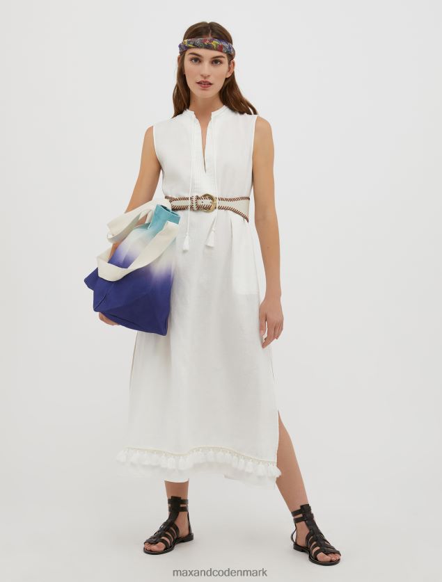 Kvinder kvast hørkjole MAX&Co. elfenben B2Z2T624 beklædning