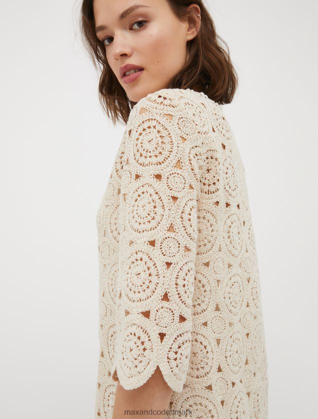 Kvinder macrame jersey kjole MAX&Co. hvid B2Z2T6102 beklædning