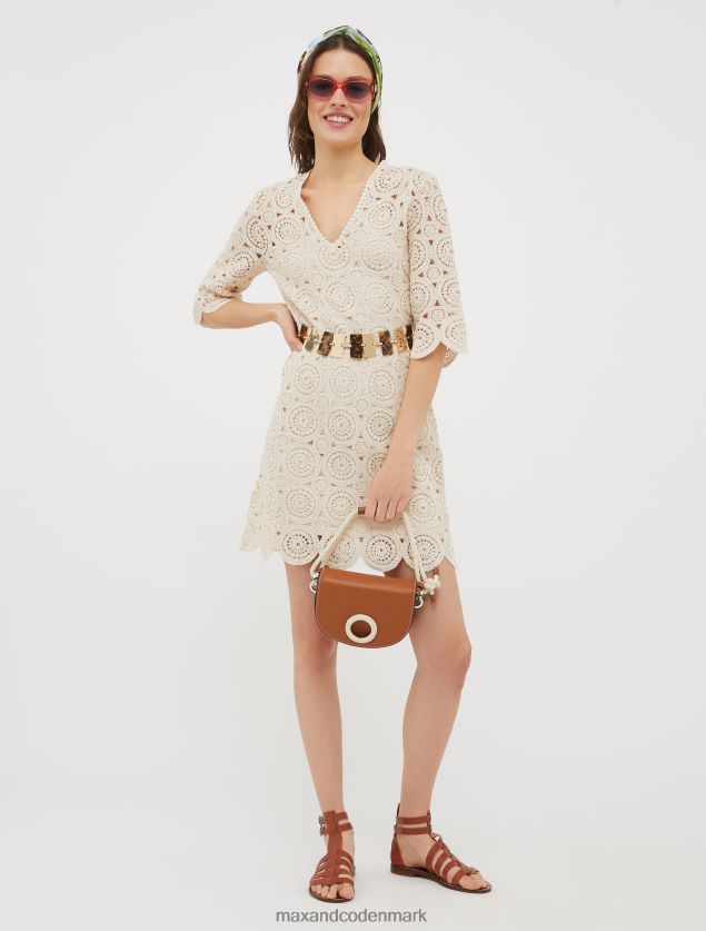 Kvinder macrame jersey kjole MAX&Co. hvid B2Z2T6102 beklædning