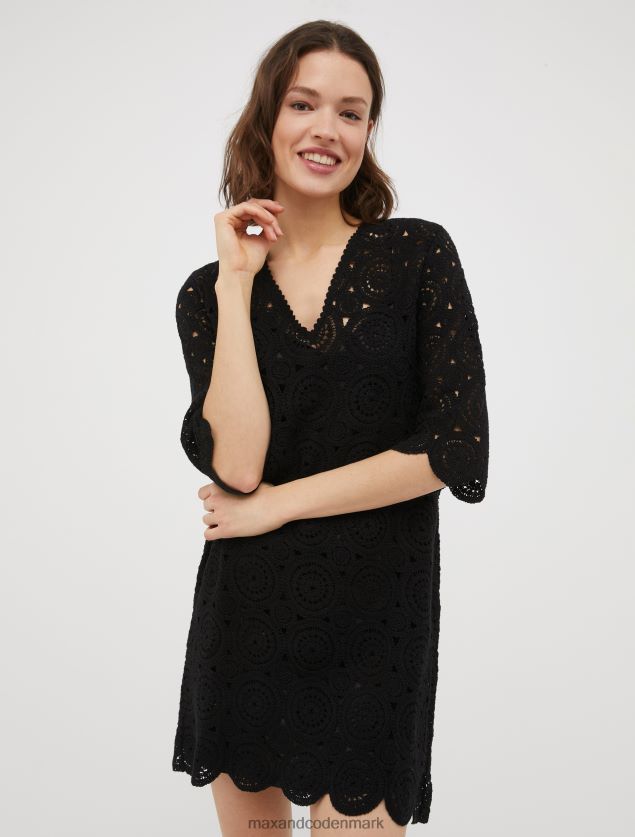 Kvinder macrame jersey kjole MAX&Co. sort B2Z2T6101 beklædning