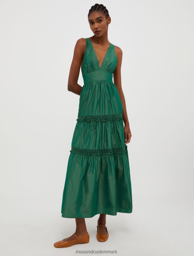 Kvinder maxi-kjole i taft i flere niveauer MAX&Co. grøn B2Z2T6134 beklædning