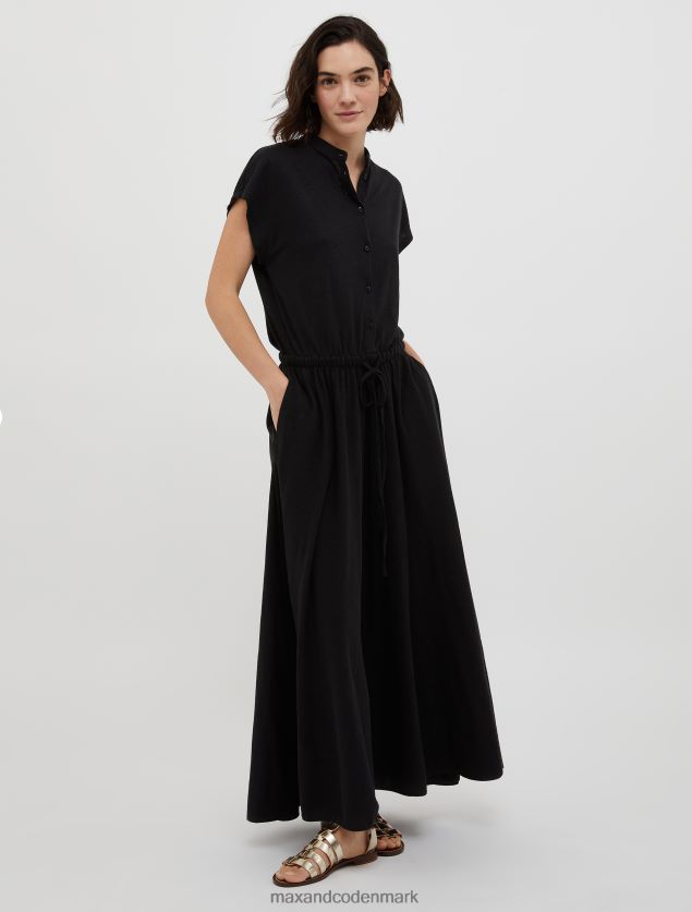 Kvinder maxikjole i bomuld og hør MAX&Co. sort B2Z2T697 beklædning