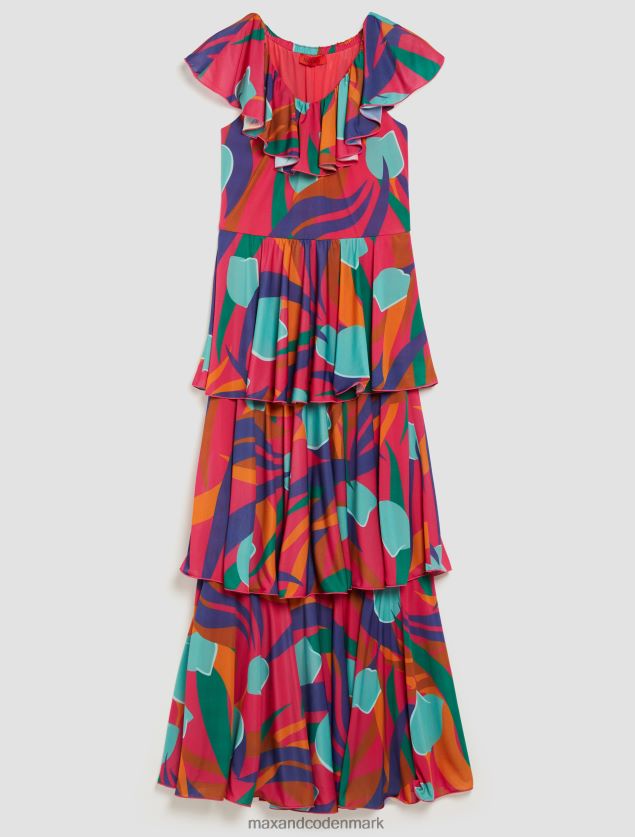 Kvinder maxikjole i flæseret jersey MAX&Co. rød B2Z2T679 beklædning