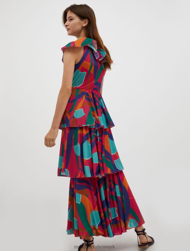 Kvinder maxikjole i flæseret jersey MAX&Co. rød B2Z2T679 beklædning