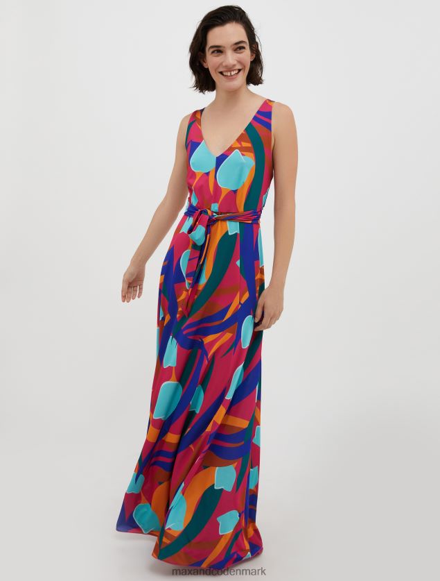 Kvinder maxikjole i jersey med sløjfeudsmykning MAX&Co. fuchsia B2Z2T677 beklædning