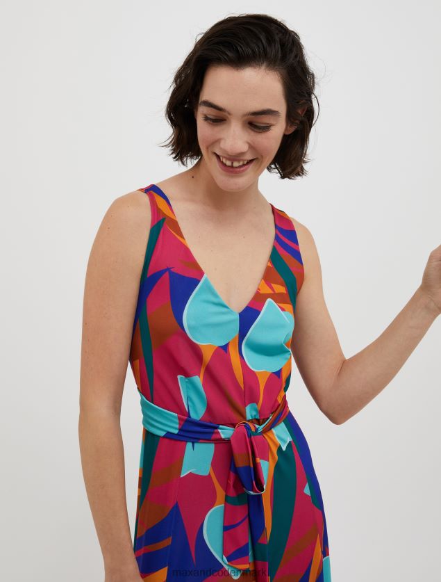 Kvinder maxikjole i jersey med sløjfeudsmykning MAX&Co. fuchsia B2Z2T677 beklædning