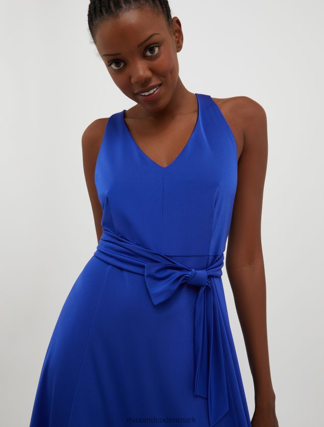 Kvinder maxikjole i jersey med sløjfeudsmykning MAX&Co. kornblomst blå B2Z2T678 beklædning