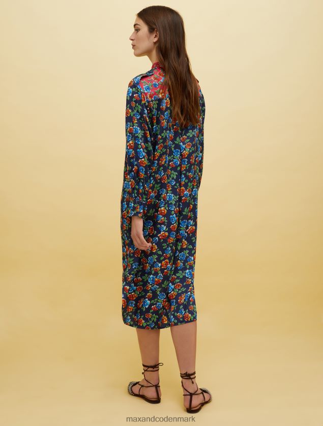 Kvinder mennesker, steder, farve safari kjole MAX&Co. marineblåt mønster B2Z2T673 beklædning