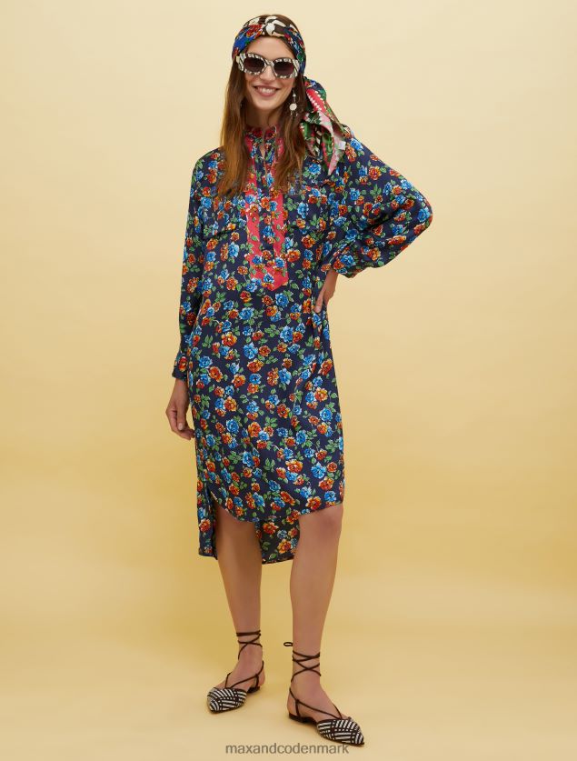 Kvinder mennesker, steder, farve safari kjole MAX&Co. marineblåt mønster B2Z2T673 beklædning