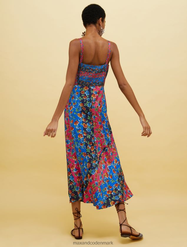 Kvinder mennesker, steder, farve satin slip kjole MAX&Co. fantasia blu marino B2Z2T635 beklædning