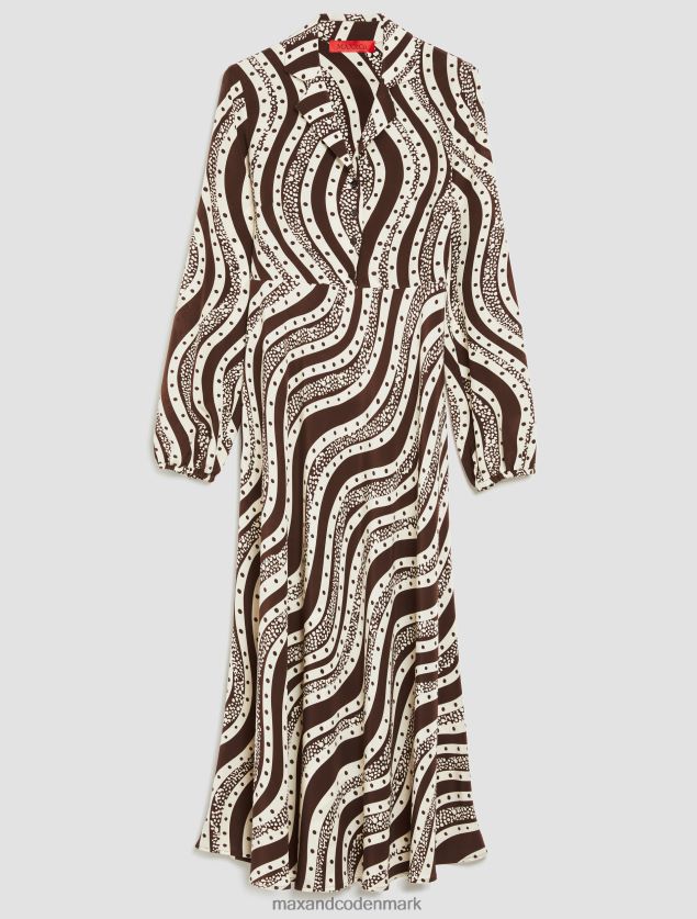 Kvinder mennesker, steder, farve silke kjole MAX&Co. brunt mønster B2Z2T633 beklædning