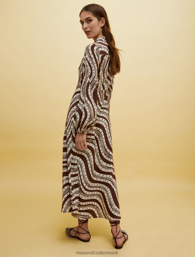 Kvinder mennesker, steder, farve silke kjole MAX&Co. brunt mønster B2Z2T633 beklædning