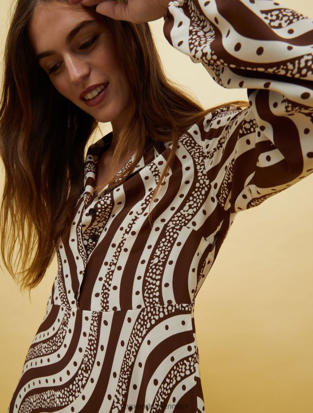 Kvinder mennesker, steder, farve silke kjole MAX&Co. brunt mønster B2Z2T633 beklædning